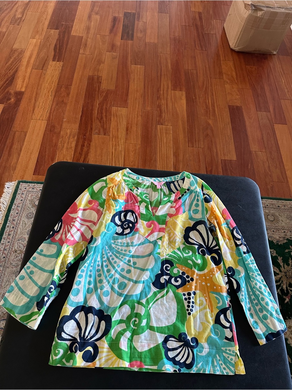 Lily Pulitzer Womens Multicolor Seashell Print Long-Sleeve Top Medium